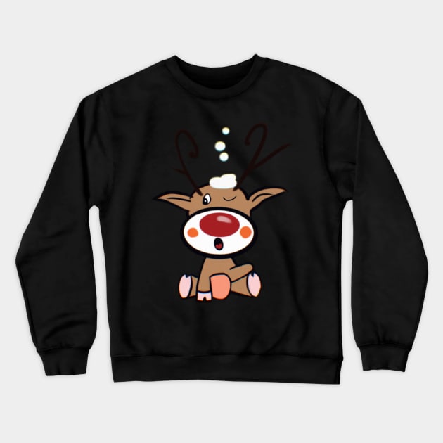 Funny Snowy Rudolf Crewneck Sweatshirt by xsaxsandra